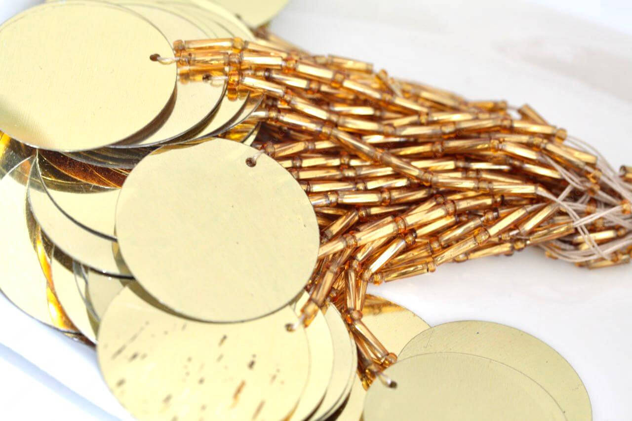 SALE -80% Пучки стекляруса Gold + Gold паєтка 3 см